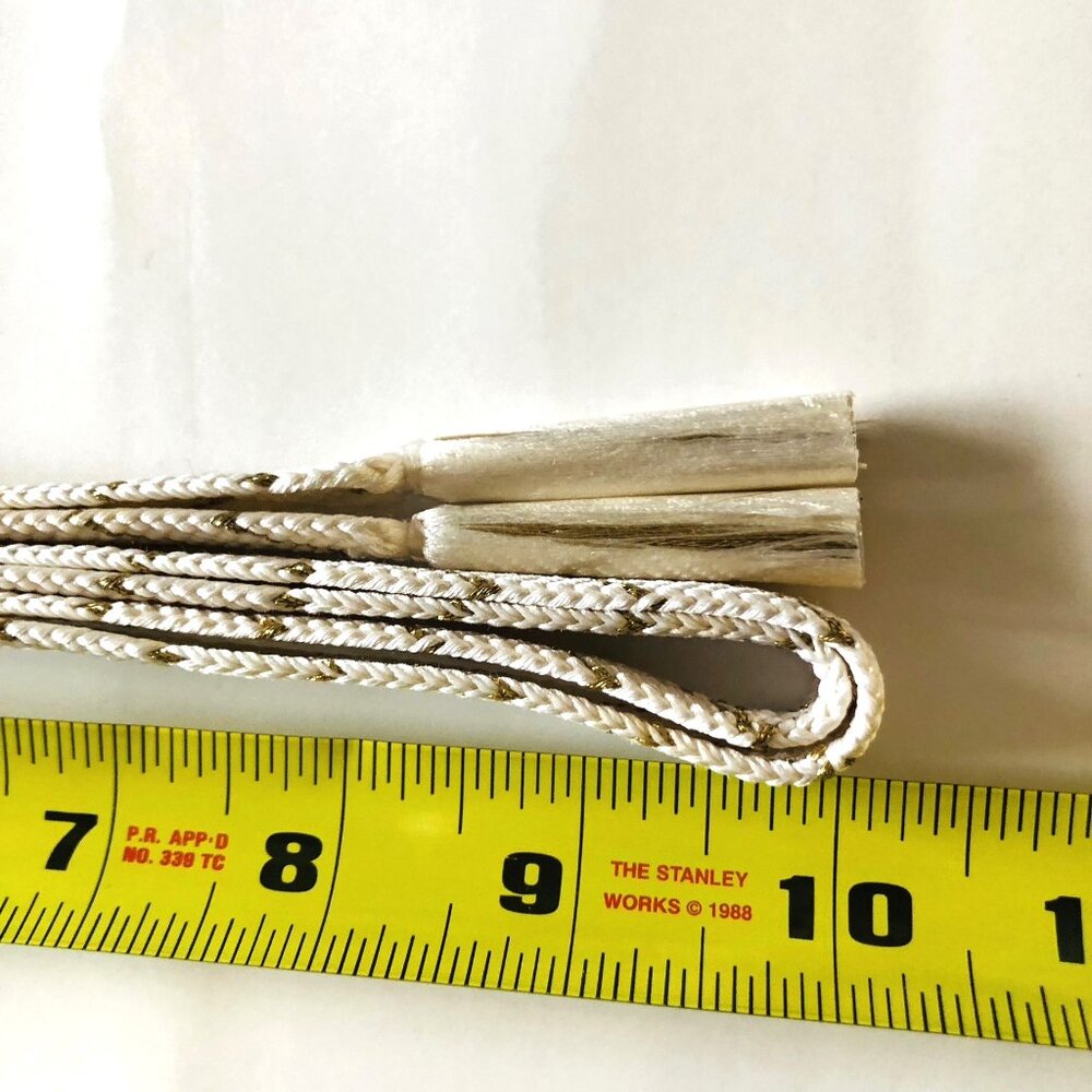 Japanese 100% Silk Obijime Obi Cord Kimono Accessory White Gold Threads New - Picture 11 of 11